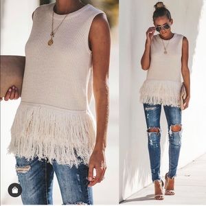 Vici- Sleeveless Fringe Sweater NWT